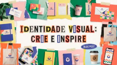 Comparativo de marcas antes e depois do branding, mostrando materiais de papelaria e logotipo